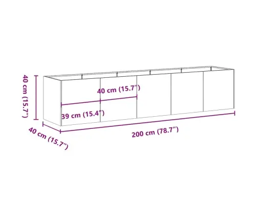Puķu Kaste, Pelēka, 200X40X40 Cm, Auksti Velmēts Tērauds Vidaxl
