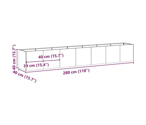 Taimekast, 280X40X40 cm Tsingitud Teras