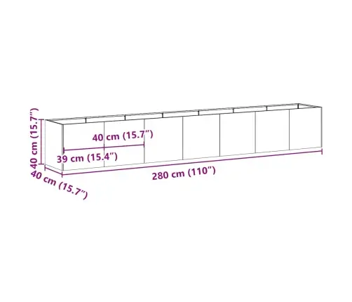 Taimekast, 280X40X40 cm Tsingitud Teras