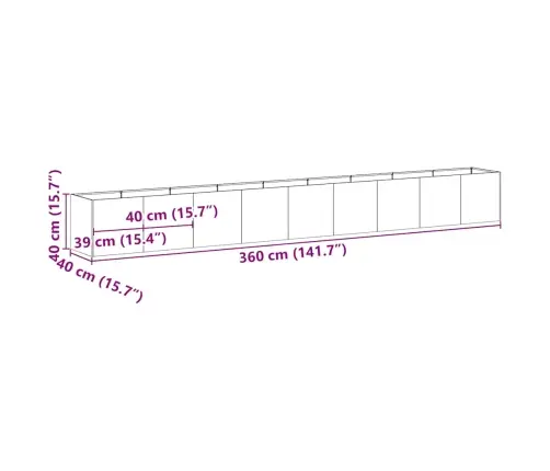 Taimekast, Must, 360X40X40 cm Külmvaltsitud Teras