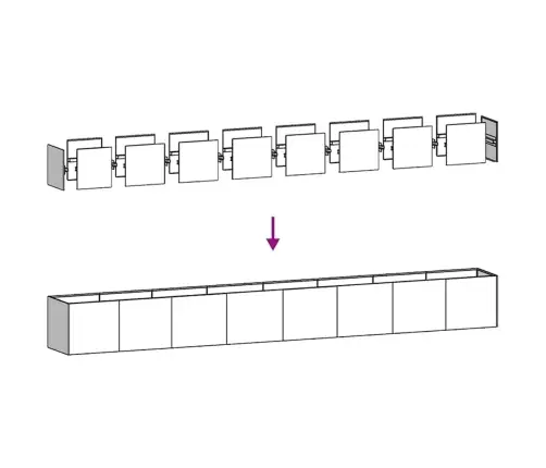 Puķu Kaste, Rūsas, 360X40X40 Cm, Izturīgs Tērauds Vidaxl