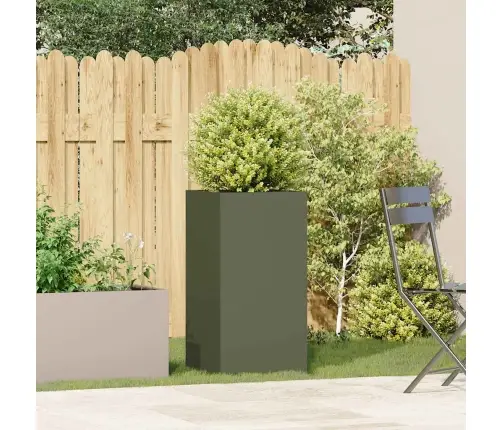 Puķu Kaste, Olīvzaļa, 40X40X80 Cm, Auksti Velmēts Tērauds Vidaxl