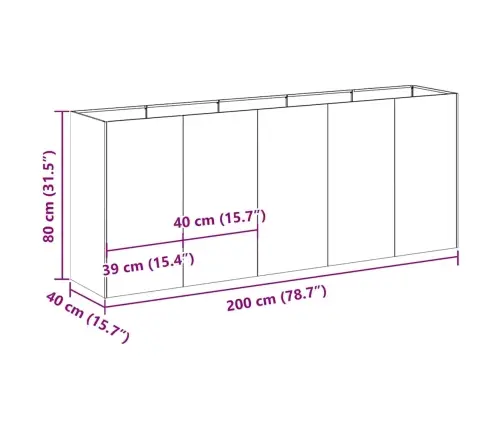 Taimekast, 200X40X80 cm Tsingitud Teras