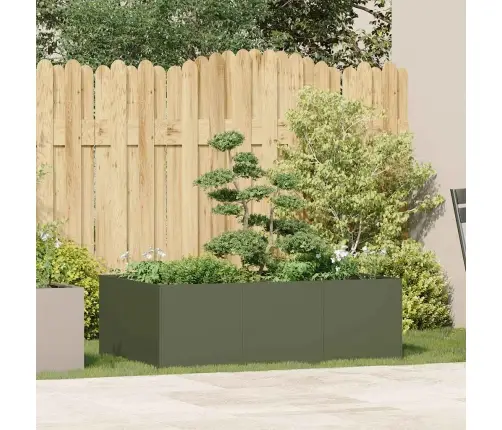 Puķu Kaste, Olīvzaļa, 120X80X40 Cm, Tērauds Vidaxl