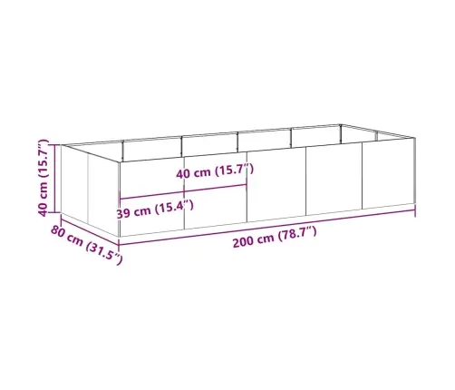 Puķu Kaste, 200X80X40 Cm, Nerūsējošs Tērauds Vidaxl