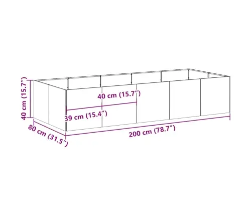 Puķu Kaste, 200X80X40 Cm, Cinkots Tērauds Vidaxl