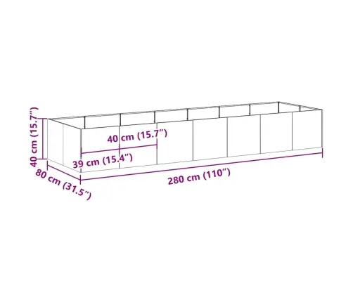 Taimekast Must 280X80X40 cm Teras