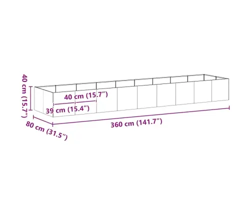 Taimekast, 360X80X40 cm Roostevaba Teras