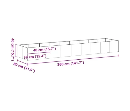 Taimekast, 360X80X40 cm Tsingitud Teras