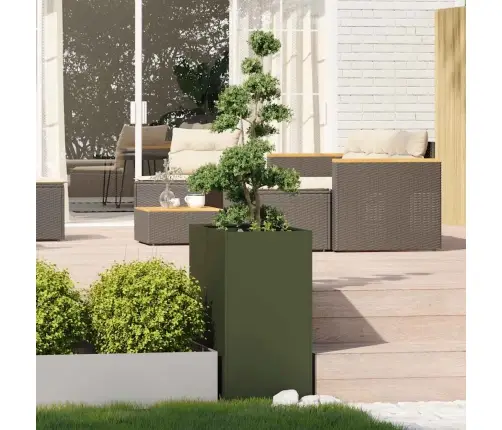 Puķu Kaste, Olīvzaļa, 40X80X80 Cm, Tērauds Vidaxl