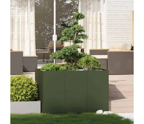 Puķu Kaste, Olīvzaļa, 120X80X80 Cm, Tērauds Vidaxl