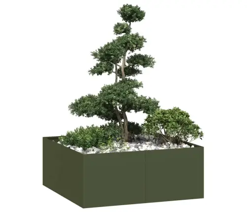 Puķu Kaste, Olīvzaļa, 100X100X40 Cm, Tērauds Vidaxl