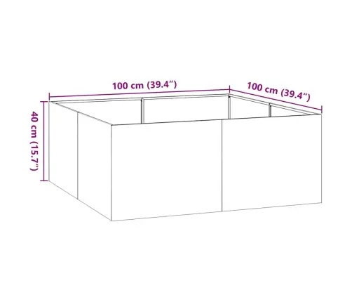 Taimekast, Rooste, 100X100X40 cm Ilmastikukindel Teras