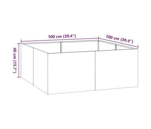 Taimekast, Rooste, 100X100X40 cm Ilmastikukindel Teras