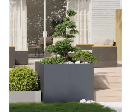 Puķu Kaste, Pelēka, 100X100X80 Cm, Tērauds Vidaxl