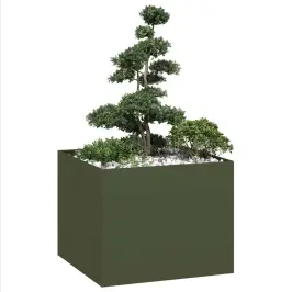 Puķu Kaste, Olīvzaļa, 100X100X80 Cm, Tērauds Vidaxl