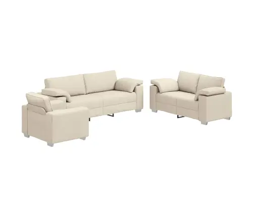 Dīvāns 3 Pcs Bēša Lins Vidaxl