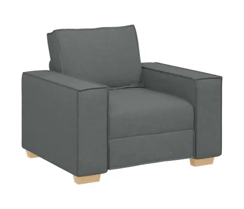 Sofa 3 Pcs Tamsiai Pilka Lino Mišinio Audinys