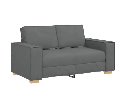 Sofa 3 Pcs Tamsiai Pilka Lino Mišinio Audinys