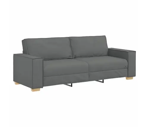 Sofa 3 Pcs Tamsiai Pilka Lino Mišinio Audinys