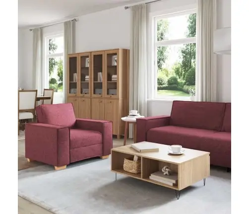 3 Daļu Dīvānu Komplekts Ar Spilveniem Vīna Sarkanā Audumā Vidaxl