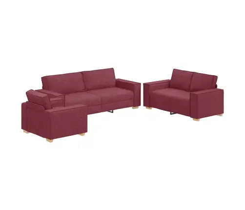 3 Daļu Dīvānu Komplekts Ar Spilveniem Vīna Sarkanā Audumā Vidaxl