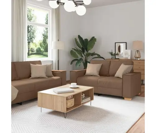 3 Daļu Dīvānu Komplekts Ar Spilveniem Brūnā Audumā Vidaxl