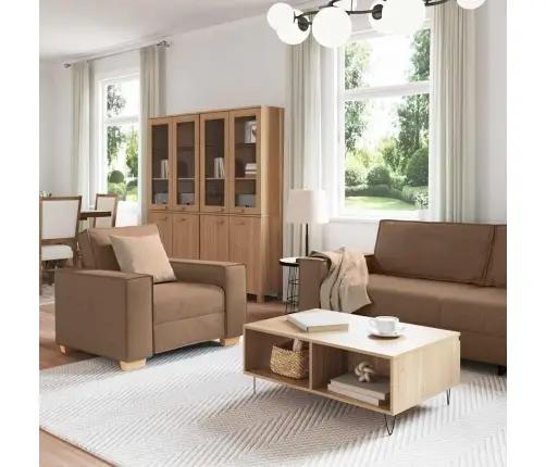 3 Daļu Dīvānu Komplekts Ar Spilveniem Brūnā Audumā Vidaxl