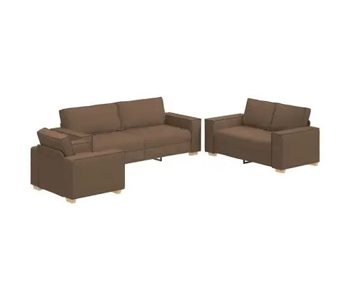 3 Daļu Dīvānu Komplekts Ar Spilveniem Brūnā Audumā Vidaxl