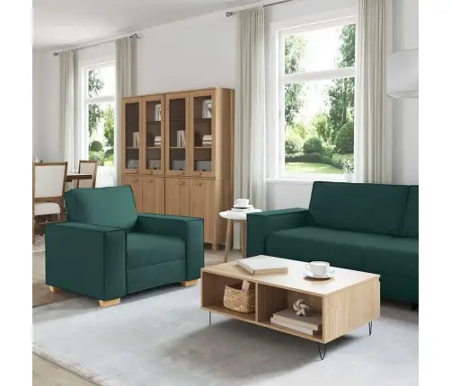 3 Daļu Dīvānu Komplekts Ar Spilveniem Tumši Zaļā Audumā Vidaxl