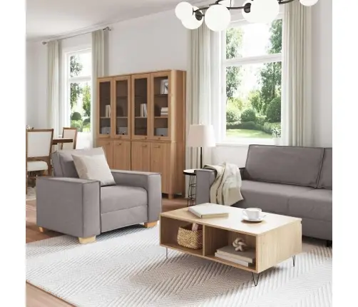 3 Daļu Dīvānu Komplekts Ar Spilveniem Taupe Audumā Vidaxl