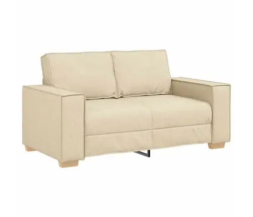 Sofa 3 Pcs Kreminė Lino Mišinio Audinys