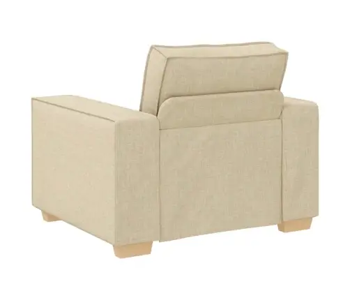 Sofa 3 Pcs Kreminė Lino Mišinio Audinys