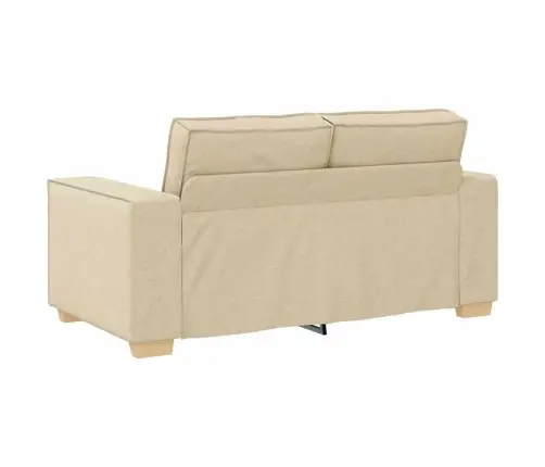 Sofa 3 Pcs Kreminė Lino Mišinio Audinys