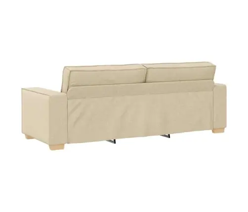 Sofa 3 Pcs Kreminė Lino Mišinio Audinys
