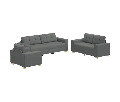 3 Daļīgs Dīvānu Komplekts Ar Spilveniem Tumši Pelēkā Krāsā Vidaxl