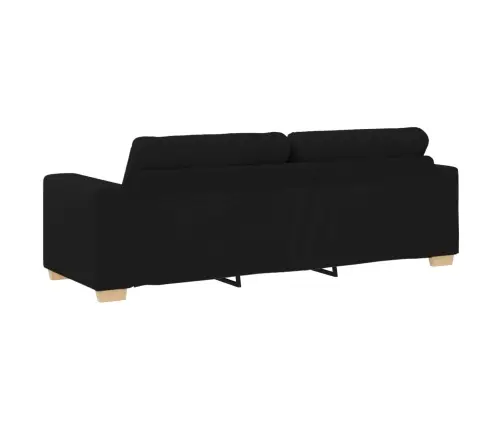 3 Daļu Dīvānu Komplekts Ar Spilveniem Melnā Audumā Vidaxl