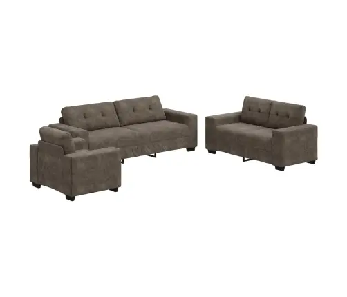 Dīvāns 3 Pcs Tumši Pelēks Lina Maisījuma Audums Vidaxl