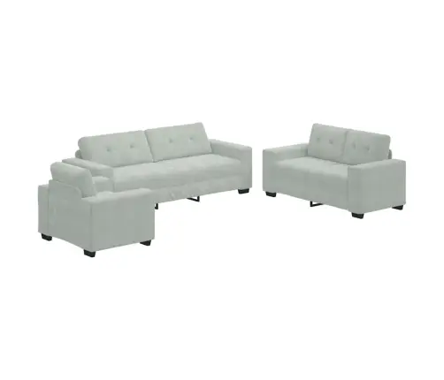 3 Daļu Dīvānu Komplekts Ar Spilveniem Gaiši Pelēkā Zeltā Vidaxl