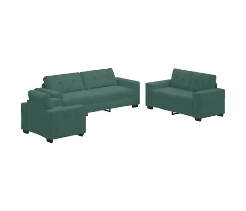 Dīvānu Komplekts 3 Pcs Tumši Zaļš 221 X 80 X 80 Cm Samts Vidaxl