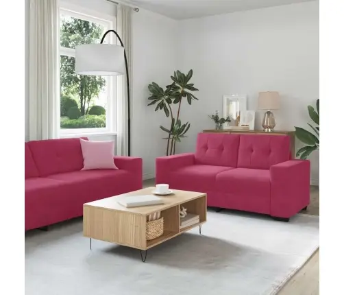 3 Daļu Dīvānu Komplekts Ar Spilveniem Vīna Sarkanā Samta Vidaxl