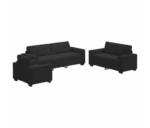 Dīvānu Komplekts Ar Spilvenu 3 Pcs Melna 221 X 78 X 80 Cm Samts Vidaxl