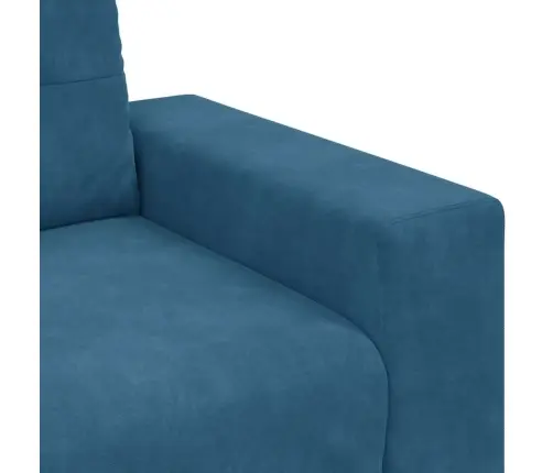 Sofa 3 Pcs Mėlyna Lino Mišinio Audinys