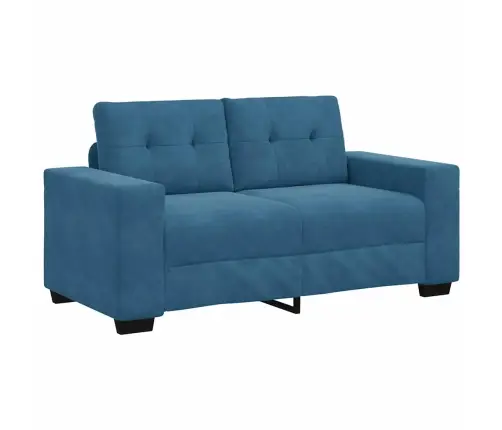 Sofa 3 Pcs Mėlyna Lino Mišinio Audinys