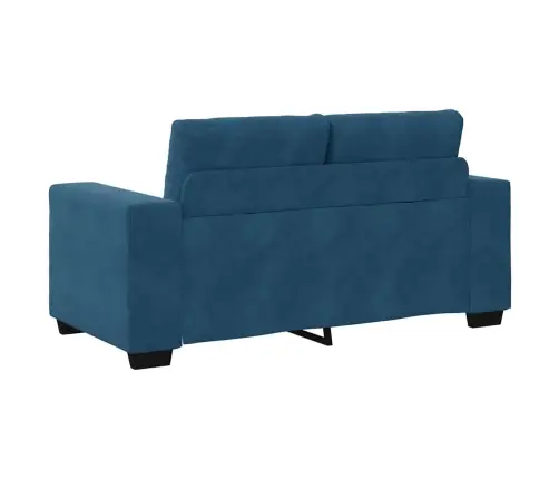 Sofa 3 Pcs Mėlyna Lino Mišinio Audinys