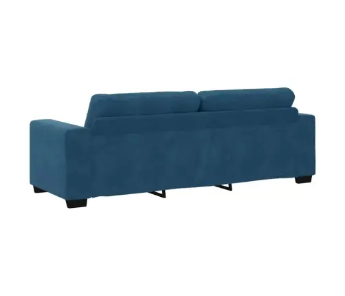 Sofa 3 Pcs Mėlyna Lino Mišinio Audinys