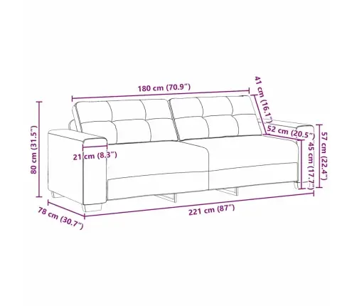 Sofa 3 Pcs Mėlyna Lino Mišinio Audinys