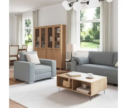 Dīvānu Komplekts 3 Pcs Pelēka 219 X 77 X 82 Cm Audums Vidaxl