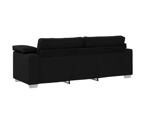 Dīvāns 3 Pcs Melna Lina Maisījuma Audums Vidaxl