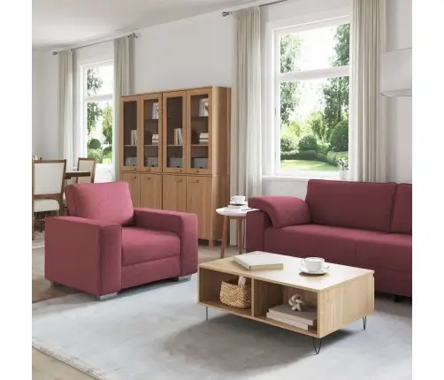 Dīvānu Komplekts 3 Pcs Vīna Sarkans 219 X 77 X 82 Cm Audums Vidaxl